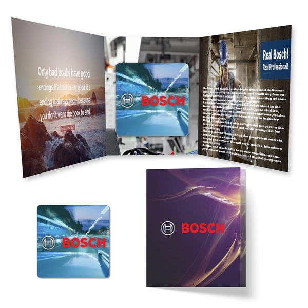 2.34" x 3.55" x .62" full color booklet with 3.625" square... from ASI 90807 Tekweld