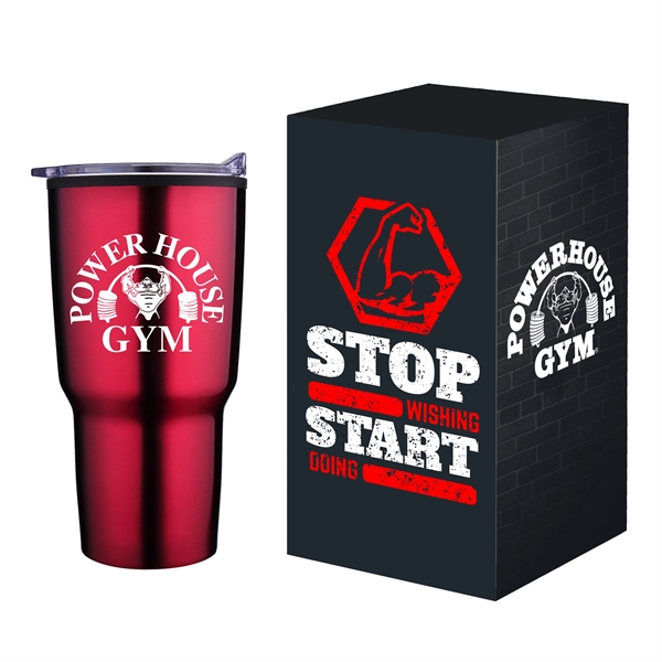 Drinkware gift set with a 20 oz. contoured stainless steel bottle... from ASI 90807 Tekweld