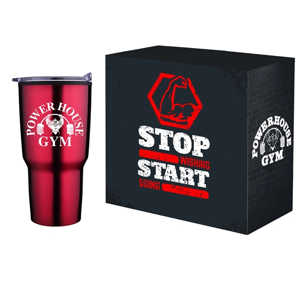 Drinkware gift set with a 20 oz. contoured stainless steel bottle... from ASI 90807 Tekweld