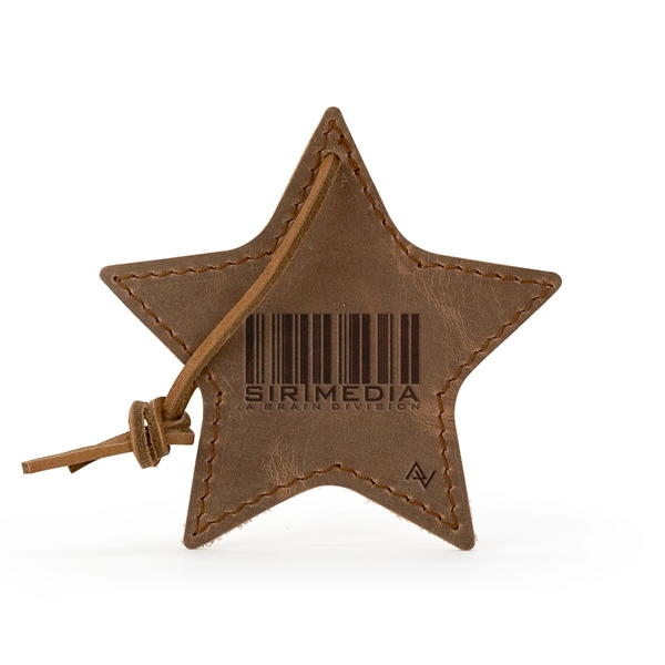 Leather star ornament made in the USA with a leather shoelace... from ASI 88060 Snugz/USA Inc / SnugZ USA®