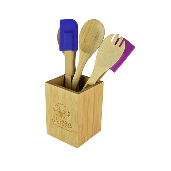 Bamboo Utensil Box 4 1/4" x 6"... from ASI 72657 Active Life Promo / Ingrain Promo