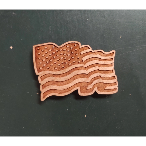 Magnet made of wood featuring the design of a waving American... from ASI 92531 Unique Custom Products / UCP