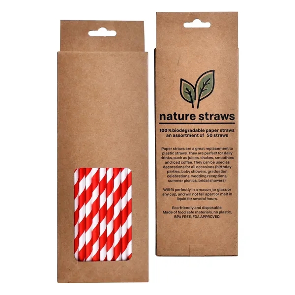 3" x 9.25" craft gift box of 50 7.5" paper straws.... from ASI 76730 Peerless Umbrella Co Inc
