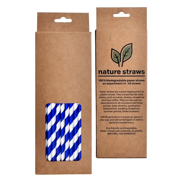 3" x 9.25" craft gift box of 50 7.5" paper straws.... from ASI 76730 Peerless Umbrella Co Inc