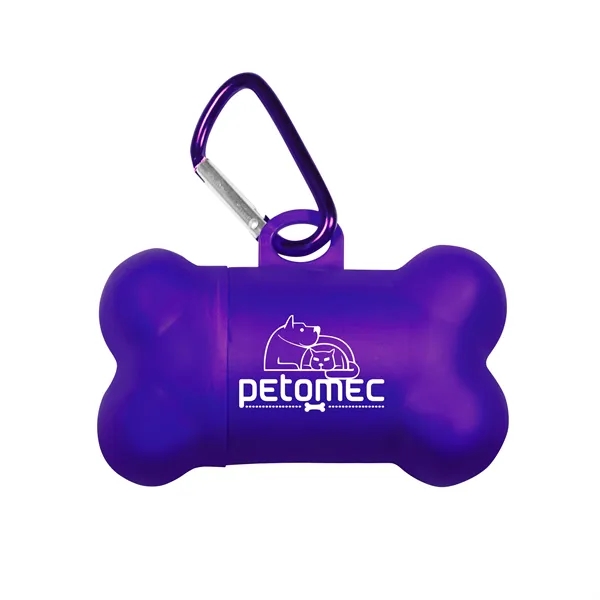 Bone shaped pet bag dispenser with a metal carabiner and 15... from ASI 90807 Tekweld