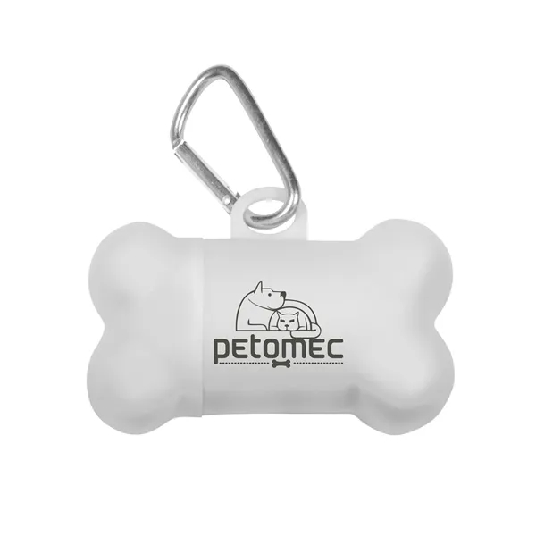 Bone shaped pet bag dispenser with a metal carabiner and 15... from ASI 90807 Tekweld