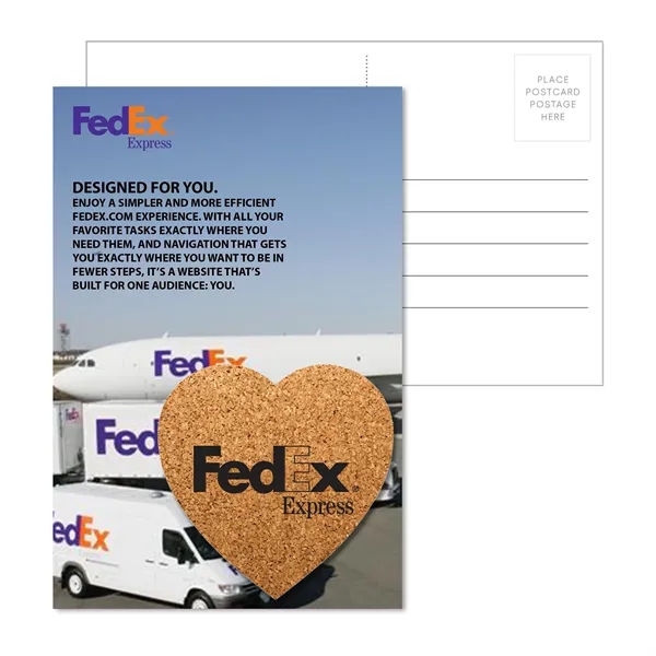Customizable 6" x 4" full-color postcard with heart-shaped cork coaster in... from ASI 90807 Tekweld