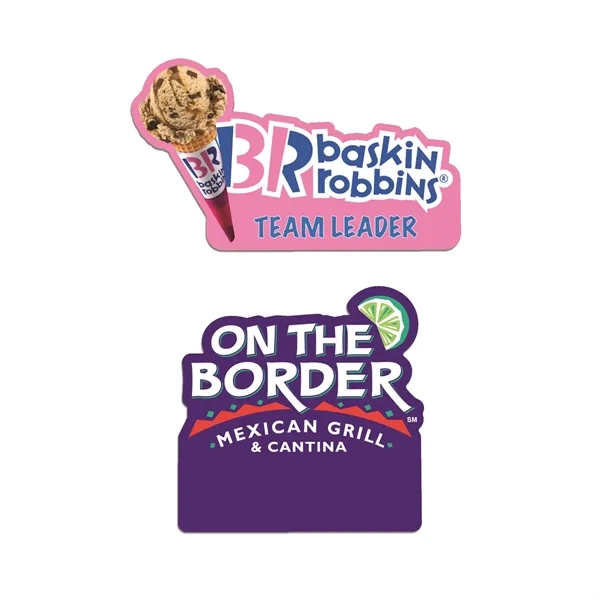 Customized high gloss laminated name badge lapel pins created with Digitek... from ASI 90807 Tekweld