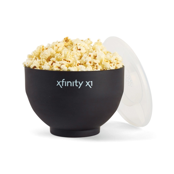 Black collapsible popcorn bowl/popper that's made from food-safe silicone and plastic.... from ASI 56070 Gemline / Gemline®