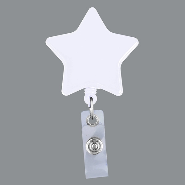 Star shape 28" retractable badge holder with metal clip on back.... from ASI 74585 Nu Promo International / Nu Promo Line