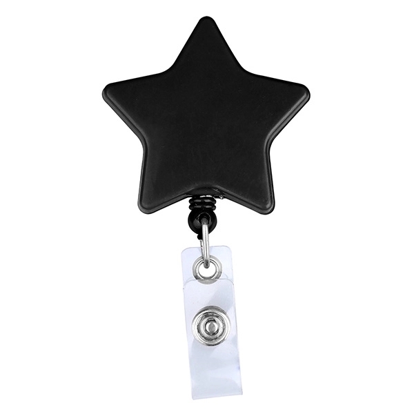 Star shape 28" retractable badge holder with metal clip on back.... from ASI 74585 Nu Promo International / Nu Promo Line