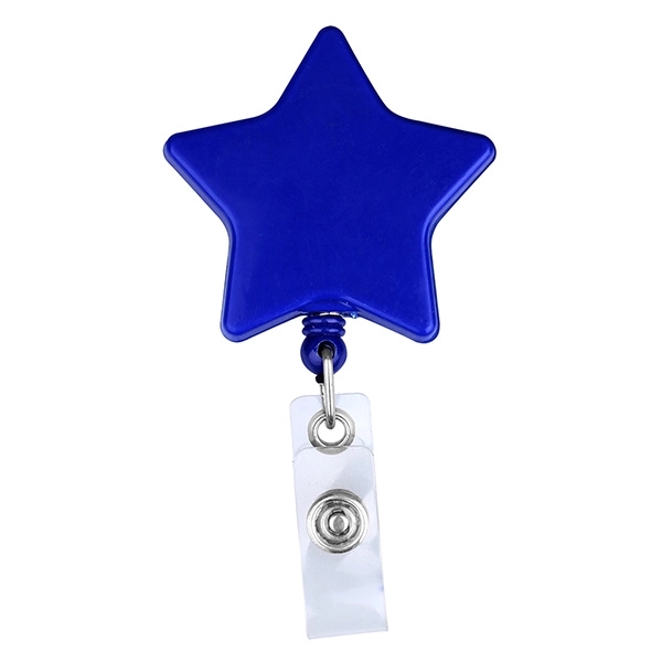 Star shape 28" retractable badge holder with metal clip on back.... from ASI 74585 Nu Promo International / Nu Promo Line