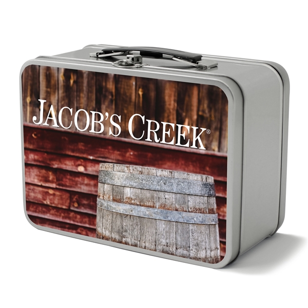 Retro-styled 8" x 6" x 4" lunchbox with 4.5" x 3.375"... from ASI 90807 Tekweld