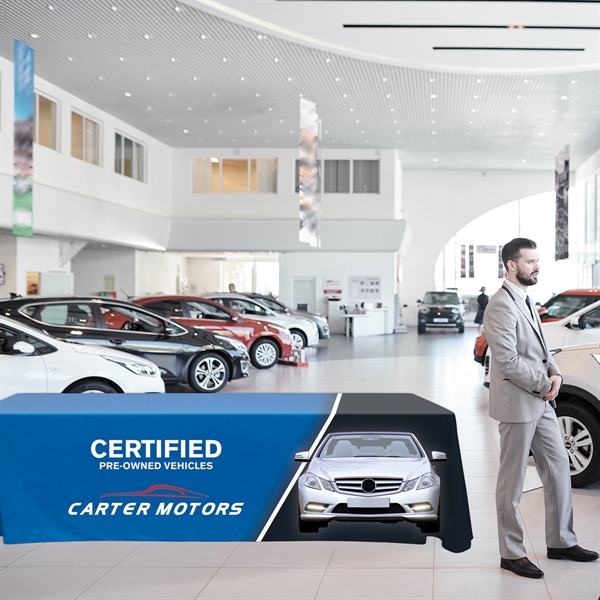 6' to 8' Digitally printed durable polyester convertible table cover... from ASI 80228 Quinn