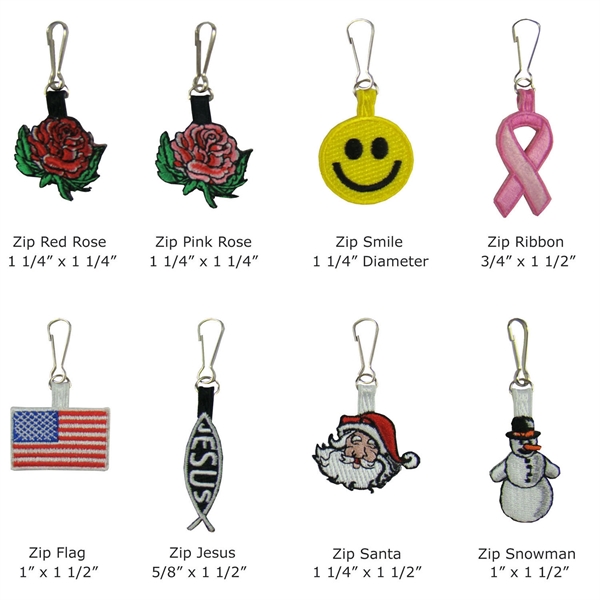 Stock Design Embroidered Zipper Pulls... from ASI 90160 Suntex Industries