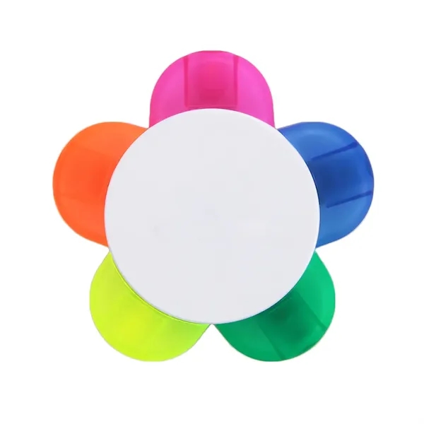 3.74" x 3.74" x .79" plastic flower-shaped highlighter with five colors.... from ASI 37218 Athena Promo (tm)