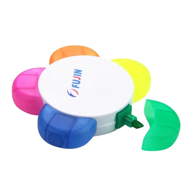 3.74" x 3.74" x .79" plastic flower-shaped highlighter with five colors.... from ASI 37218 Athena Promo (tm)
