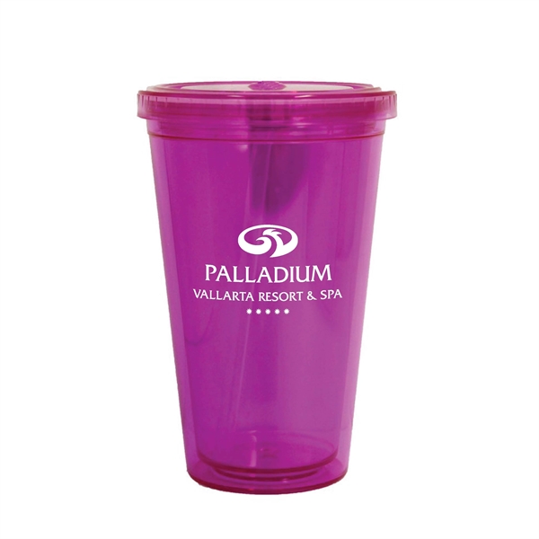 16oz. Double wall clear acrylic cup with matching twist on lid... from ASI 40544 Binaco / Binaline