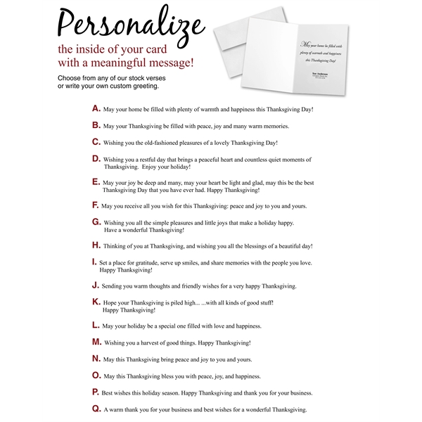 Thanksgiving Greeting Cards W/Imprinted Envelopes... from ASI 46719 Corner Lot Marketing Inc / CLMPromotions