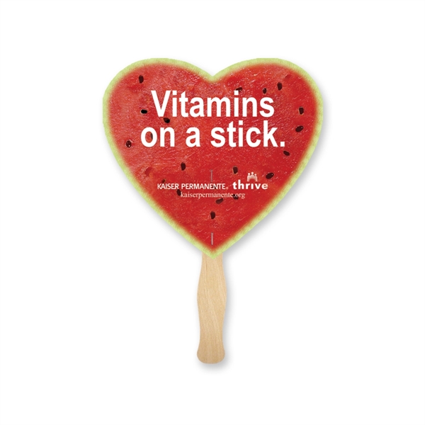 Heart shaped full color sandwiched style hand fans.... from ASI 93520 Ventura Inc