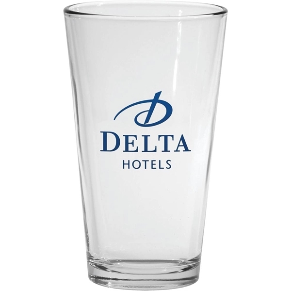 16 ounce pint glass with sidewall and bottom sham imprint options.... from ASI 71920 Moderne Glass Company Inc / Glass America®