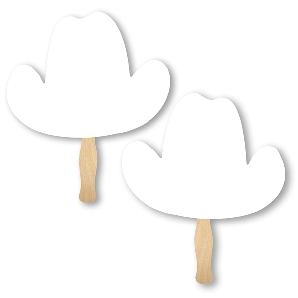 Cowboy Hat shaped full color sandwiched style hand fans.... from ASI 93520 Ventura Inc