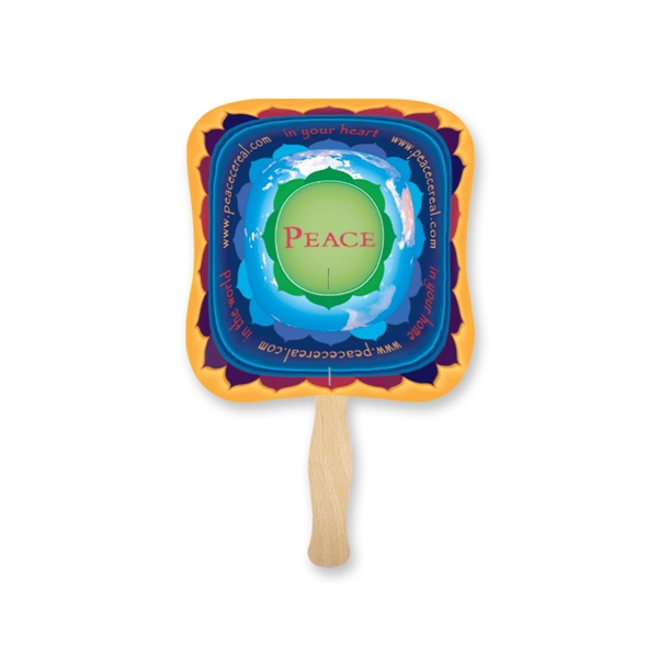 Palm shaped full color sandwiched style hand fans.... from ASI 93520 Ventura Inc