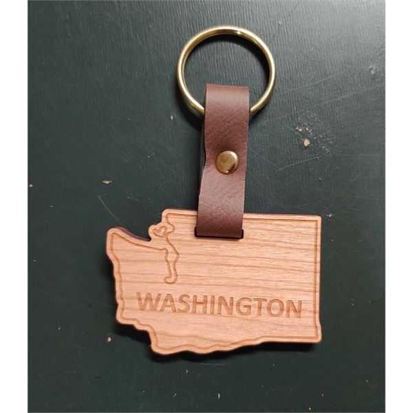 Keychain made of wood measuring 2" and in the shape of... from ASI 92531 Unique Custom Products / UCP