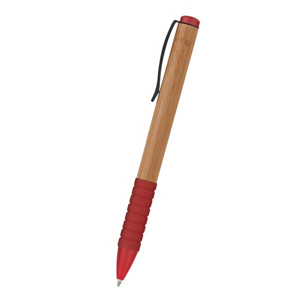 Bamboo design twist action pen with rubber grip for writing comfort... from ASI 61125 Hit Promotional Products / Hit®