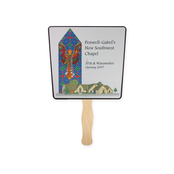 Tapered shaped full color sandwiched style hand fans.... from ASI 93520 Ventura Inc