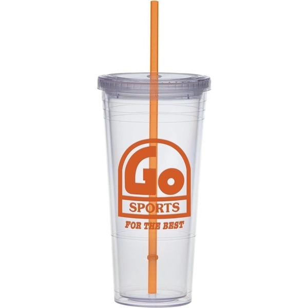 24 ounce BPA-free tumbler with lid and colored straw.... from ASI 71920 Moderne Glass Company Inc / Glass America®