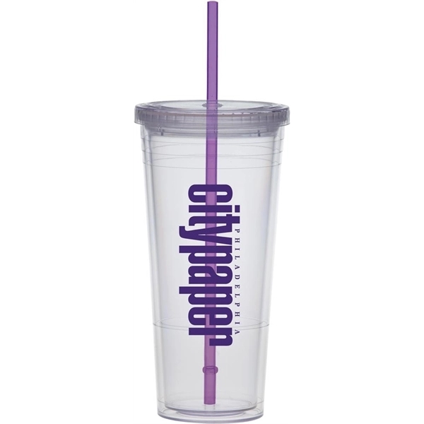 24 ounce BPA-free tumbler with lid and colored straw.... from ASI 71920 Moderne Glass Company Inc / Glass America®