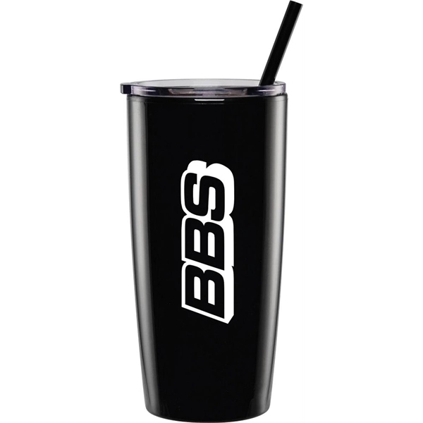 20 oz. plastic double-walled tumbler with push on sliding lid and... from ASI 71920 Moderne Glass Company Inc / Glass America®