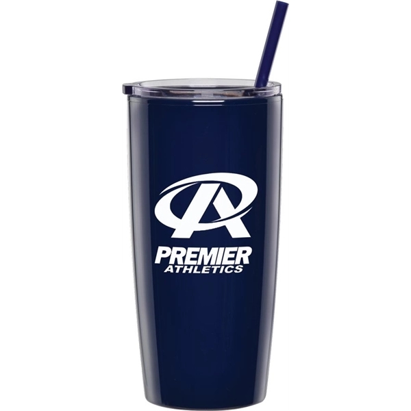 20 oz. plastic double-walled tumbler with push on sliding lid and... from ASI 71920 Moderne Glass Company Inc / Glass America®