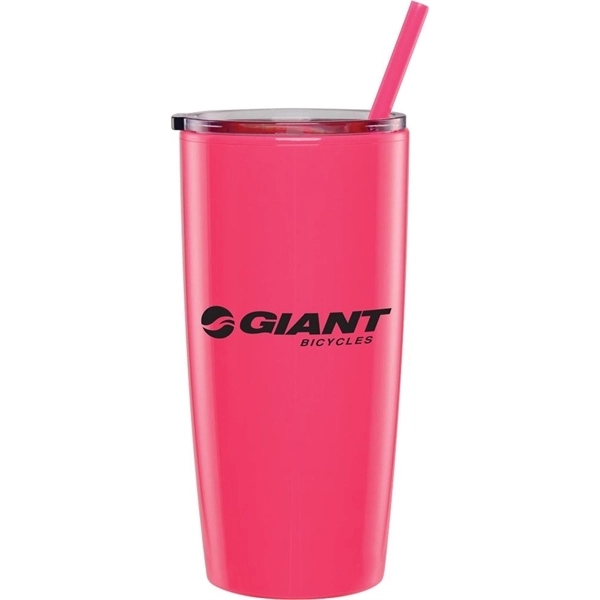 20 oz. plastic double-walled tumbler with push on sliding lid and... from ASI 71920 Moderne Glass Company Inc / Glass America®