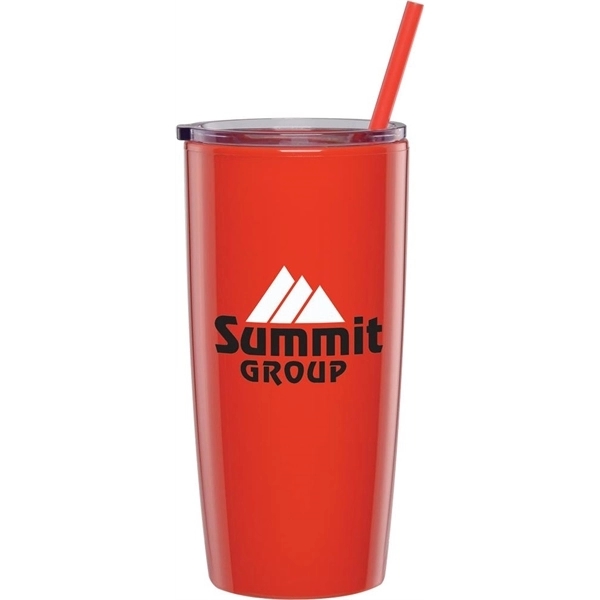 20 oz. plastic double-walled tumbler with push on sliding lid and... from ASI 71920 Moderne Glass Company Inc / Glass America®