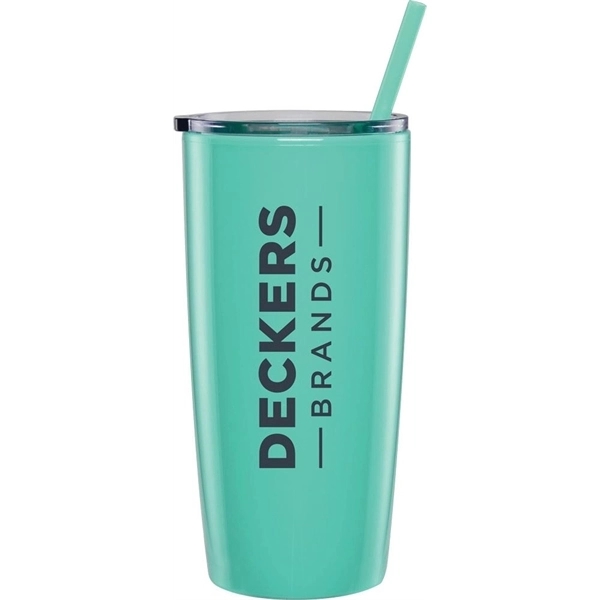 20 oz. plastic double-walled tumbler with push on sliding lid and... from ASI 71920 Moderne Glass Company Inc / Glass America®
