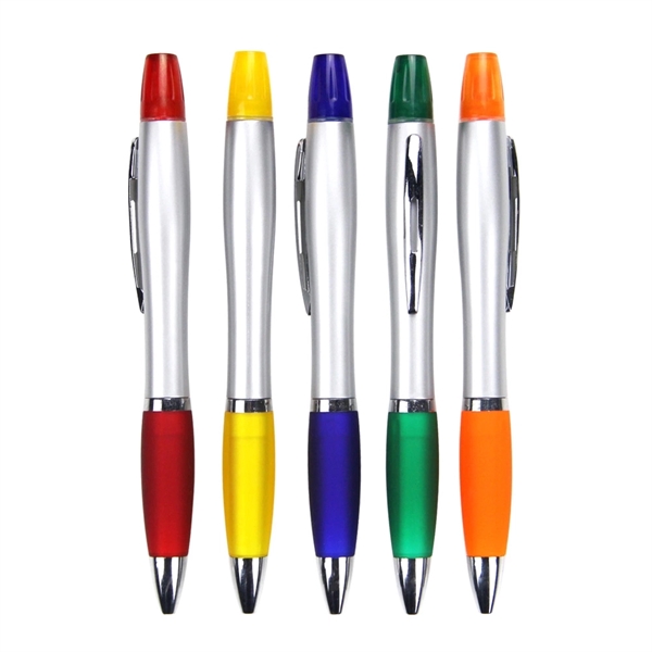 5.63" x .43" plastic ballpoint pen with highlighter point.... from ASI 37218 Athena Promo (tm)