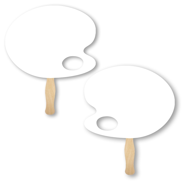 Palette shaped full color sandwiched style hand fans.... from ASI 93520 Ventura Inc
