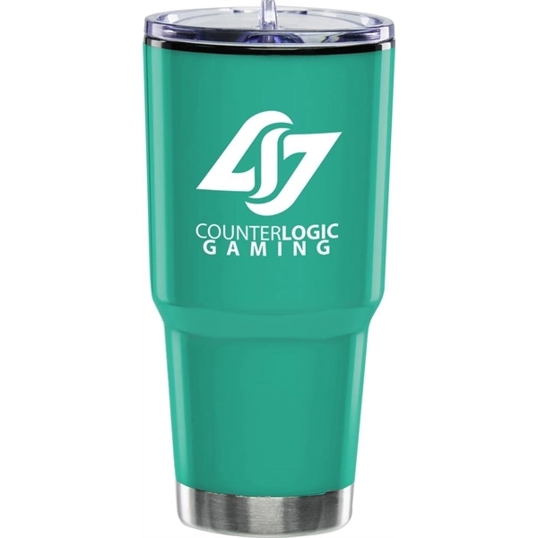 24 oz. plastic double-walled tumbler with push open sliding lid.... from ASI 71920 Moderne Glass Company Inc / Glass America®