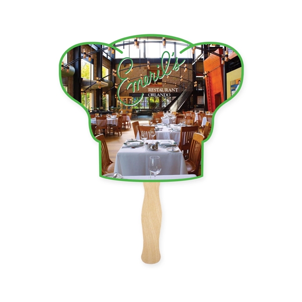 Chef Hat shaped full color sandwiched style hand fans.... from ASI 93520 Ventura Inc