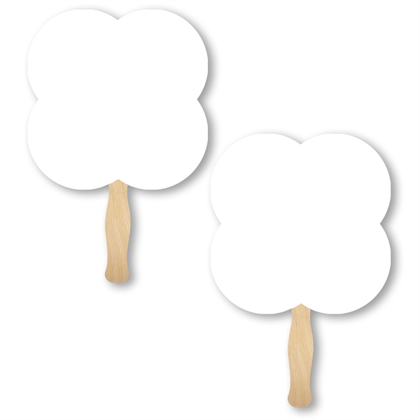 Clover 2 shaped full color sandwiched style hand fans.... from ASI 93520 Ventura Inc