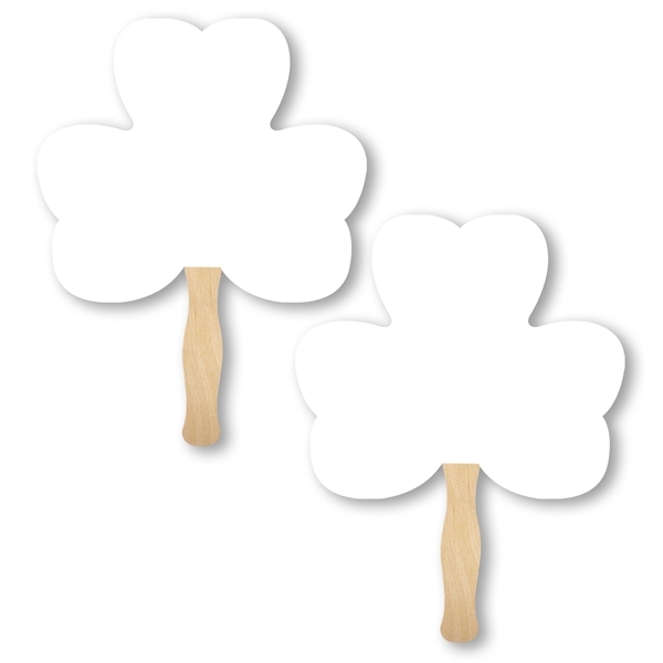Clover 3 shaped full color sandwiched style hand fans.... from ASI 93520 Ventura Inc