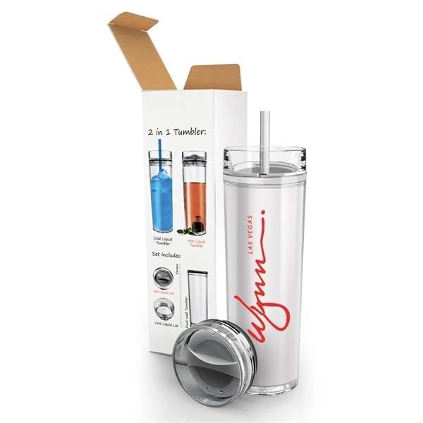 15 oz. acrylic tumbler with two spill resistant swivel lids and... from ASI 71920 Moderne Glass Company Inc / MB Works Premium Line