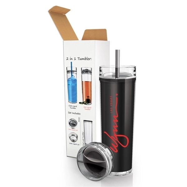 15 oz. acrylic tumbler with two spill resistant swivel lids and... from ASI 71920 Moderne Glass Company Inc / MB Works Premium Line