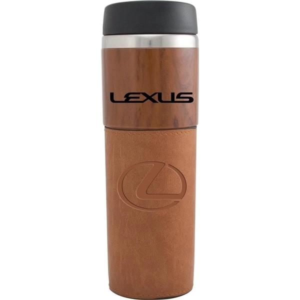 14 oz. tumbler with woodgrain SAN acrylic outer and inner and... from ASI 71920 Moderne Glass Company Inc / MB Works Premium Line