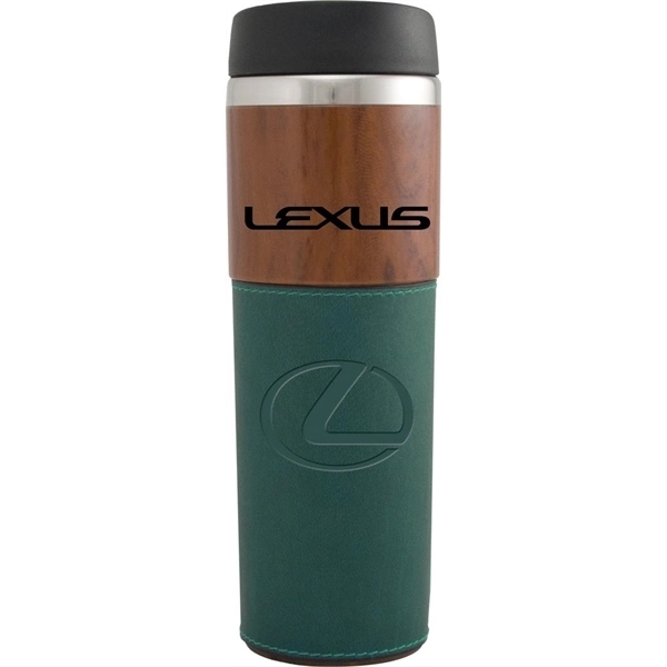 14 oz. tumbler with woodgrain SAN acrylic outer and inner and... from ASI 71920 Moderne Glass Company Inc / MB Works Premium Line