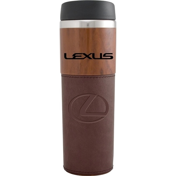 14 oz. tumbler with woodgrain SAN acrylic outer and inner and... from ASI 71920 Moderne Glass Company Inc / MB Works Premium Line