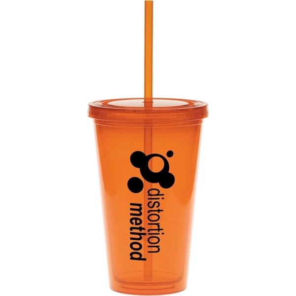 16 oz. double-walled colored tumbler with color straw and lid.... from ASI 71920 Moderne Glass Company Inc / Glass America®