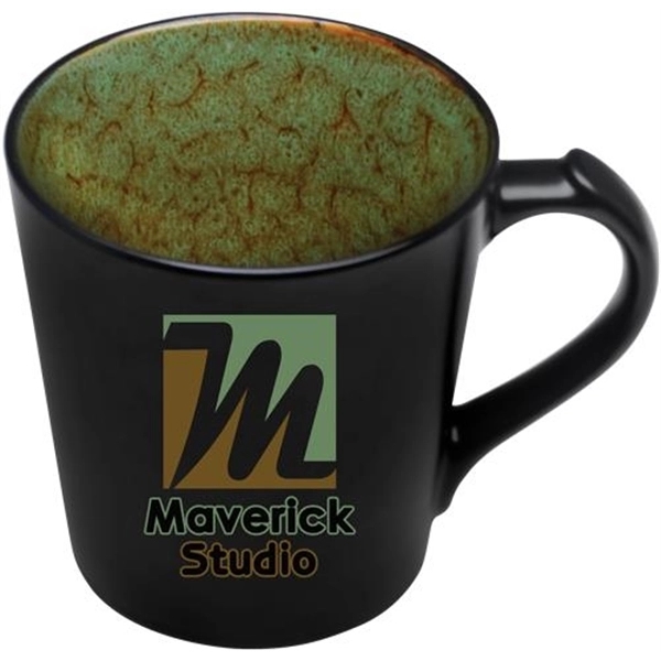 14 oz. ceramic mug with black satin exterior and reactive glaze... from ASI 71920 Moderne Glass Company Inc / MB Works Premium Line